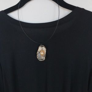 Oyster Shell Necklace-Gold Leaf Tipped